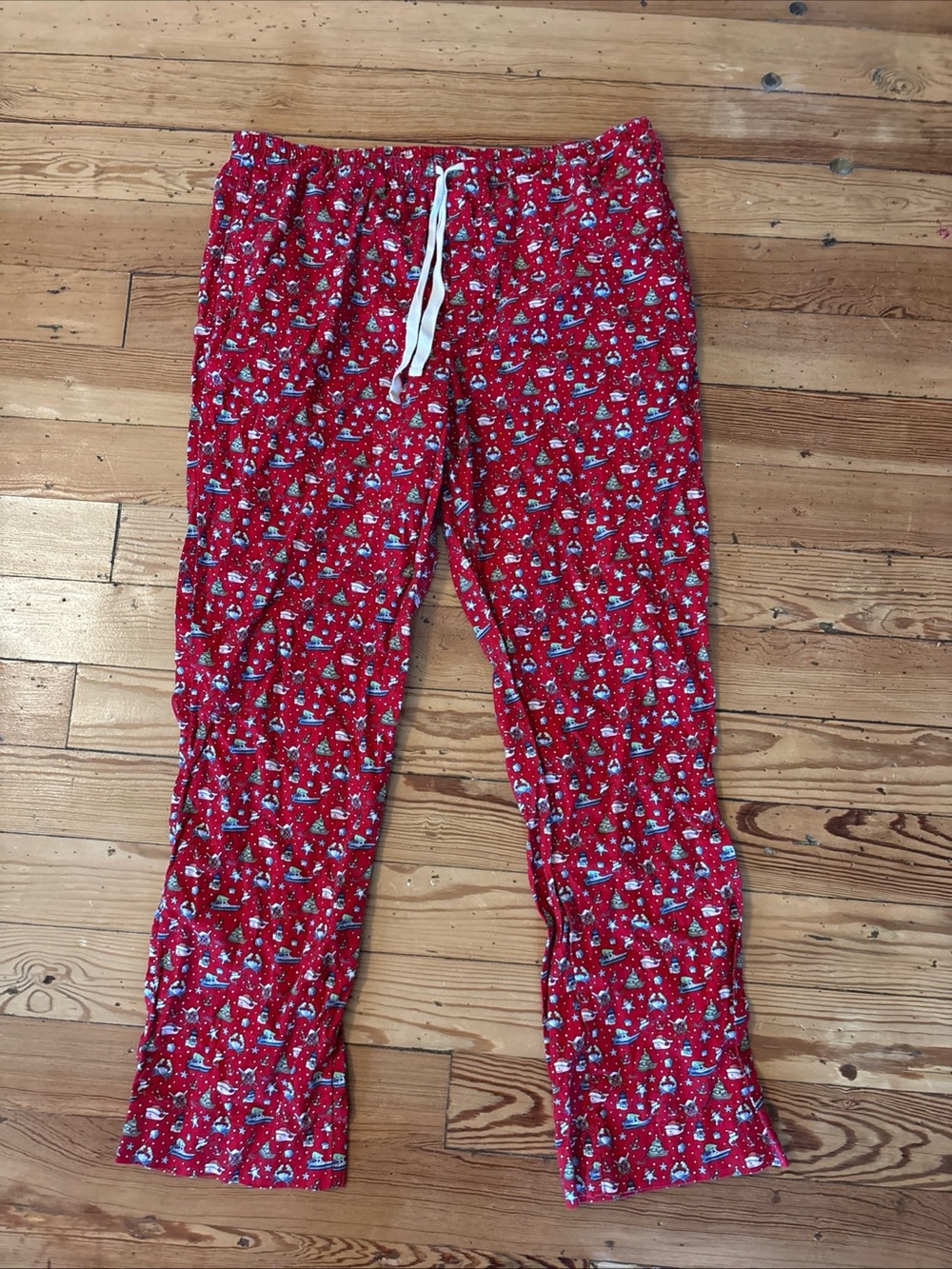 Vineyard Vines Men's Red Cotton Christmas Boat Print Sleep Lounge Pants Size L
